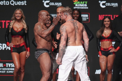 VIDEO: Mike Tyson slapped Jake Paul at their final weigh-in. Here's why Tyson claims he did it