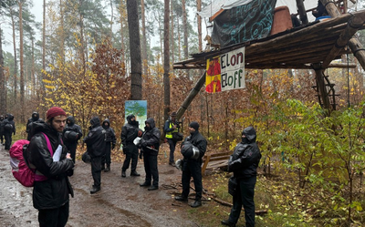 German police break up an environmental activists' camp near Tesla plant outside Berlin