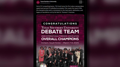 Texas Southern University’s debate team continues legacy, winning 5th world championship