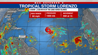 NHC continues to monitor Tropical Storm Lorenzo in Atlantic