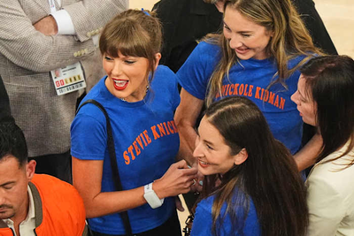 Taylor Swift attends Knicks' record-breaking rally over Spurs in Game 4 of the NBA Finals