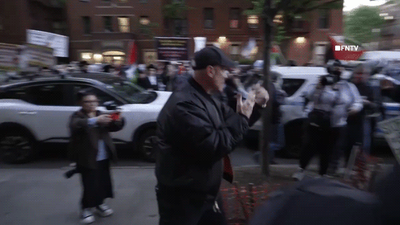 Video shows clashes erupt outside synagogue as anti-Israel mob wreaks havoc at real estate expo
