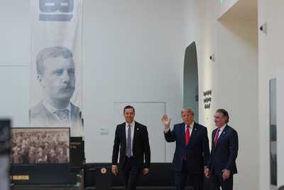 Trump visits newly built Theodore Roosevelt Presidential Library in North Dakota's Badlands