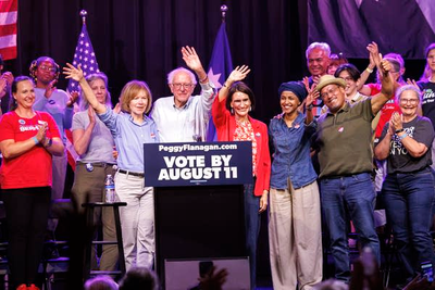 Bernie Sanders boosts Flanagan at First Avenue rally