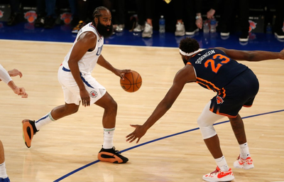 Harden has 17 in debut, but Clippers fall to Knicks after starting their four stars together