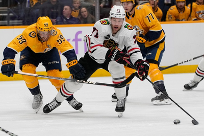 Blackhawks' Taylor Hall is expected to miss the rest of the season with a right knee injury