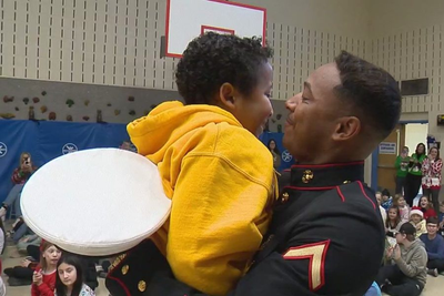 WATCH: Marine surprises son during school assembly