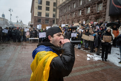 Kyiv protesters demand more spending on Ukraine's war effort and less on local projects
