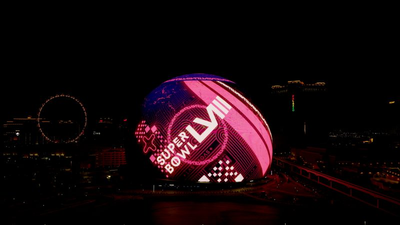 What will be on the Sphere in Las Vegas during Super Bowl LVIII?