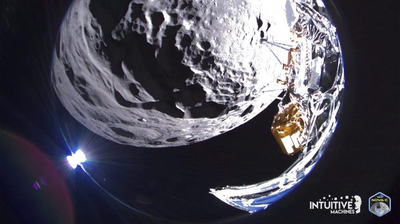 Odysseus Lunar Lander Shares First Moon Landing Photos