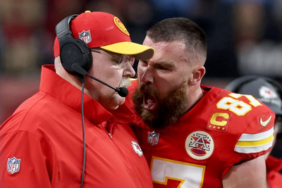 Travis Kelce pushes Chiefs HC Andy Reid after Super Bowl red zone fumble