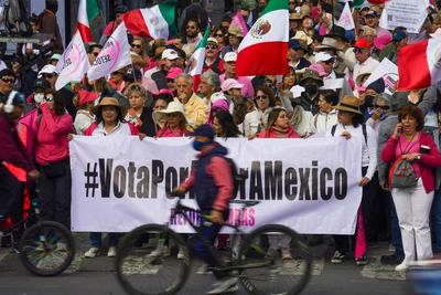 Tens of thousands rail against Mexico's president and ruling party in 'march for democracy'