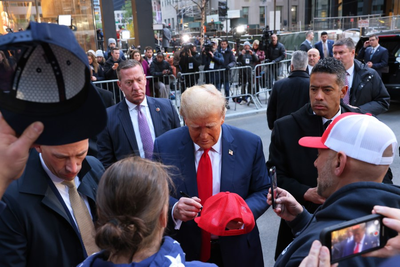 Donald Trump makes campaign stop in Midtown ahead of hush money trial