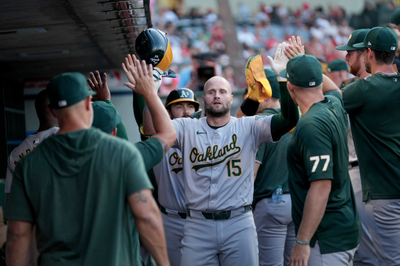 Rooker homers, Athletics secure first winning month in two years with victory over Angels